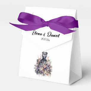 Watercolor pink lavender roses black dress wedding favor boxes