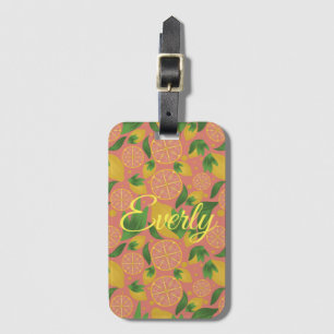 Watercolor Pink Lemon Fruit Personalized Luggage Tag