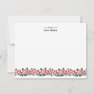 Watercolor Pink Lily Floral Wildflower Thank You Note Card