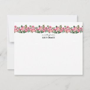 Watercolor Pink Lily Floral Wildflower Thank You Note Card
