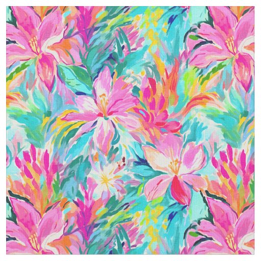 Watercolor Pink Lily Oasis Fabric