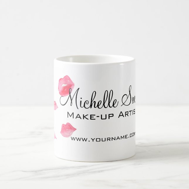 Watercolor pink lips makeup branding coffee mug (Center)