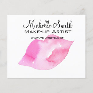Watercolor pink lips makeup branding flyer