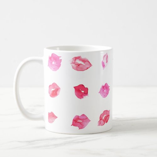 Watercolor Pink Lips Pattern Chic Trendy Design Coffee Mug