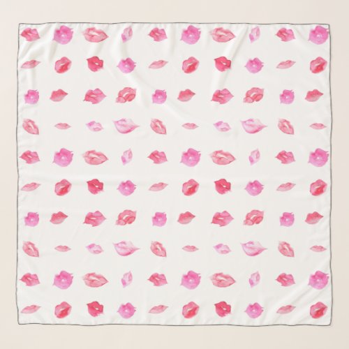 Watercolor Pink Lips Pattern Chic Trendy Design Scarf