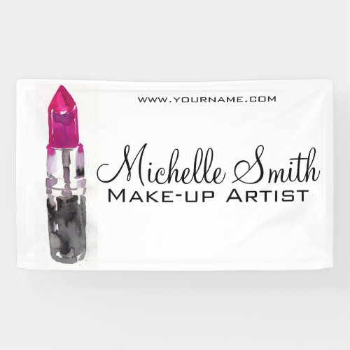 Watercolor pink lipstick makeup branding banner