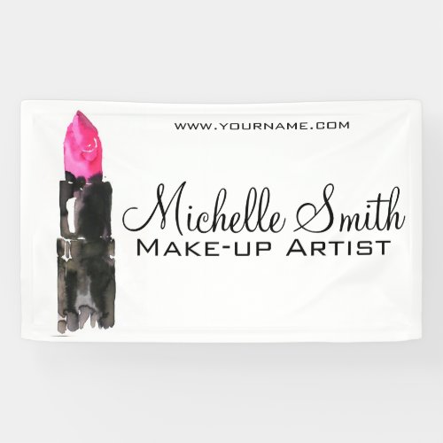 Watercolor pink lipstick makeup branding banner