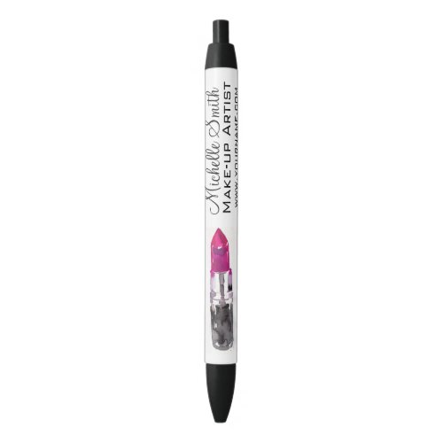 Watercolor pink lipstick makeup branding black ink pen