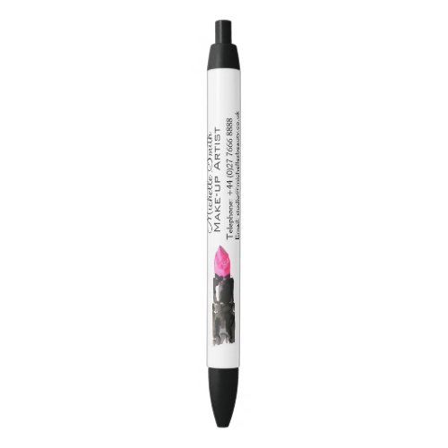 Watercolor pink lipstick makeup branding black ink pen