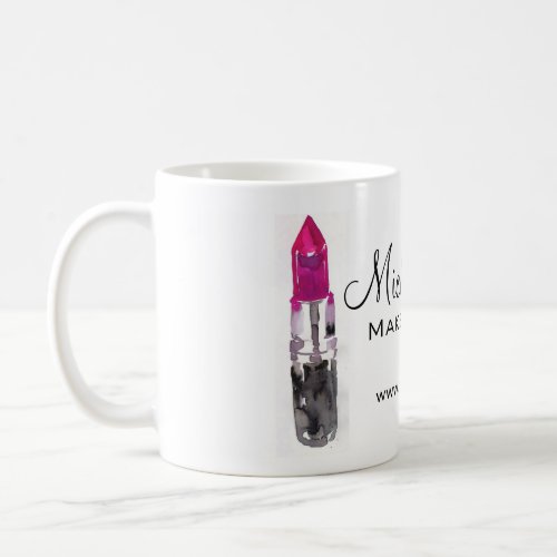 Watercolor pink lipstick makeup branding coffee mug