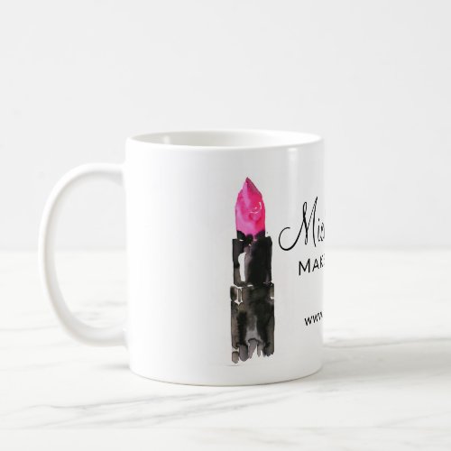 Watercolor pink lipstick makeup branding coffee mug