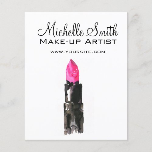 Watercolor pink lipstick makeup branding flyer