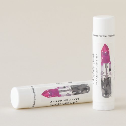 Watercolor pink lipstick makeup branding lip balm