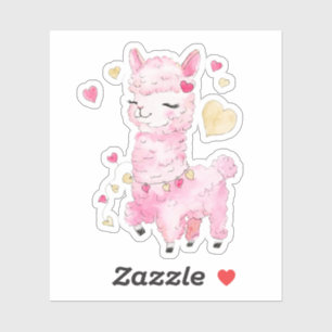  Watercolor Pink Llama Sticker