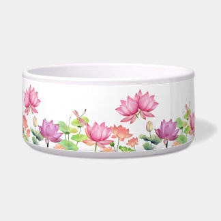Watercolor Pink Lotus Floral Garden WEDDING Bowl