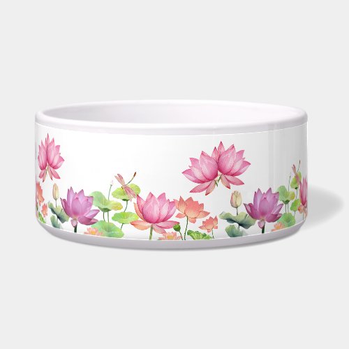 Watercolor Pink Lotus Floral Garden WEDDING  Bowl