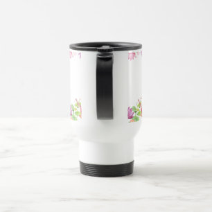 Watercolor Pink Lotus Floral Garden WEDDING Travel Mug