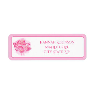 Watercolor Pink Lotus Label