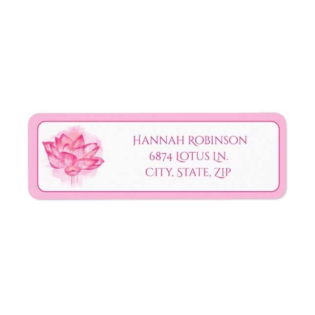 Watercolor Pink Lotus Label (Front)