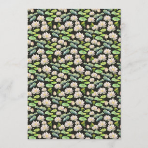 Watercolor Pink Lotus Seamless Pattern Invitation