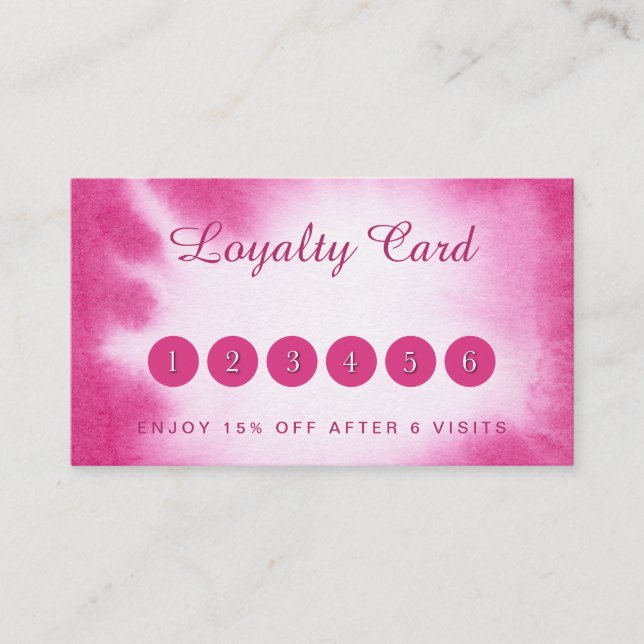 Watercolor pink loyalty business cards (Front)