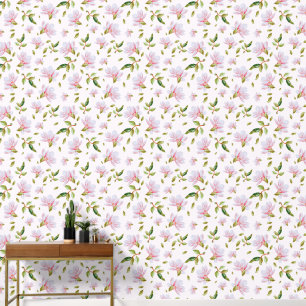 Watercolor Pink Magnolia Flowers Wallpaper