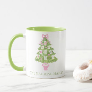 Watercolor Pink Mahjong Christmas Tree Party Mug