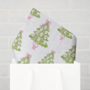 Watercolor Pink Mahjong Christmas Tree Tissue Paper