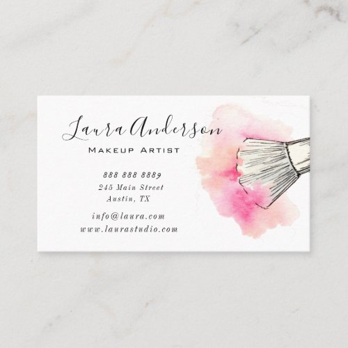 Watercolor Pink Makeup artist Business Card