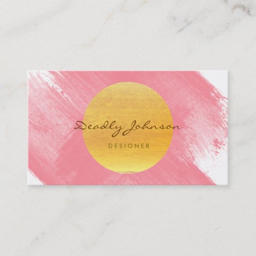 Watercolor Pink Modern Abstract Elegant Artist Business Card