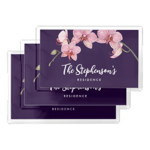 Watercolor Pink Moth Orchids Painting Acrylic Tray