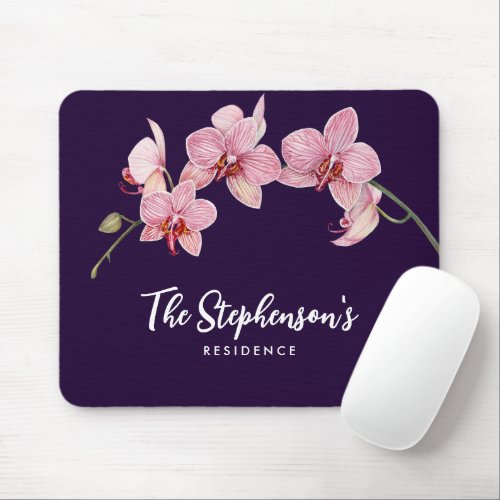 Watercolor Pink Moth Orchids Painting Mouse Pad