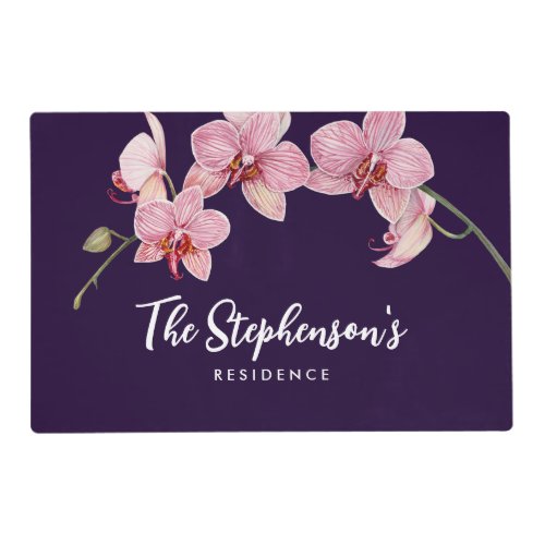 Watercolor Pink Moth Orchids Painting Placemat