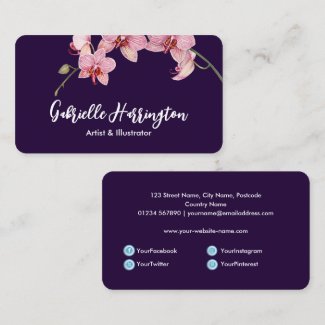 Watercolor Pink Moth Orchids Social Media