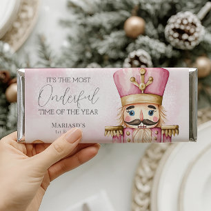 watercolor pink nutcracker 1st birthday Christmas Hershey Bar Favors