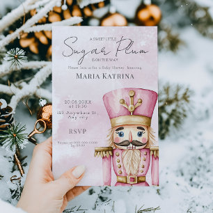watercolor Pink Nutcracker Baby Shower Christmas  Invitation