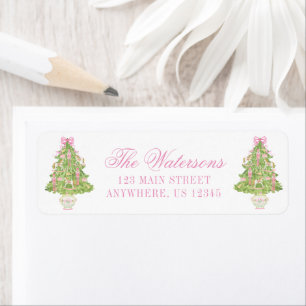 Watercolor Pink Nutcracker Christmas Tree Address Label