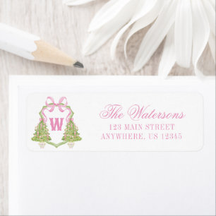 Watercolor Pink Nutcracker Monogram Crest Address Label