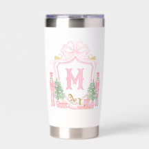 Watercolor Pink Nutcracker Monogram Crest