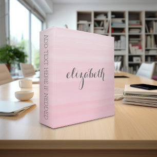 Watercolor Pink Ombre Feminine Monogram Name Binder