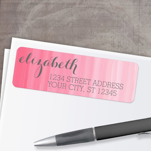 Watercolor Pink Ombre Feminine Office Suite Label (Custom Return Address Labels - Low Minimum)