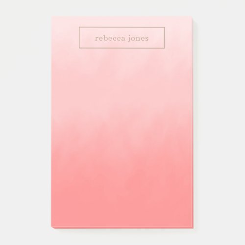 Watercolor Pink Ombre Personalized Post_it Notes