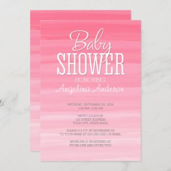 Watercolor Pink Ombre Sweet Girl Baby Shower Invitation by MarshBaby at Zazzle