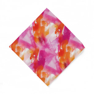 Watercolor Pink Orange Abstract Bandana