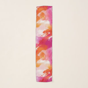 Watercolor Pink Orange Abstract Scarf