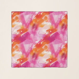 Watercolor Pink Orange Abstract Scarf