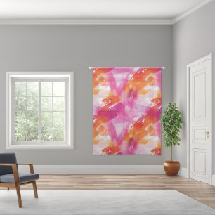 Watercolor Pink Orange Abstract Sheer Curtains