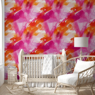 Watercolor Pink Orange Abstract Wallpaper