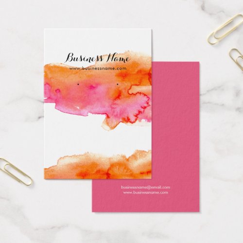 Watercolor Pink Orange Background Earring Cards