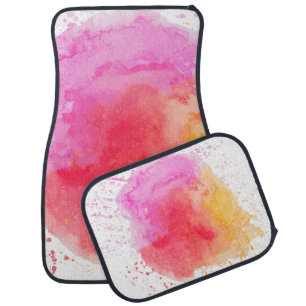 Watercolor pink orange red cloudy car floor mat
